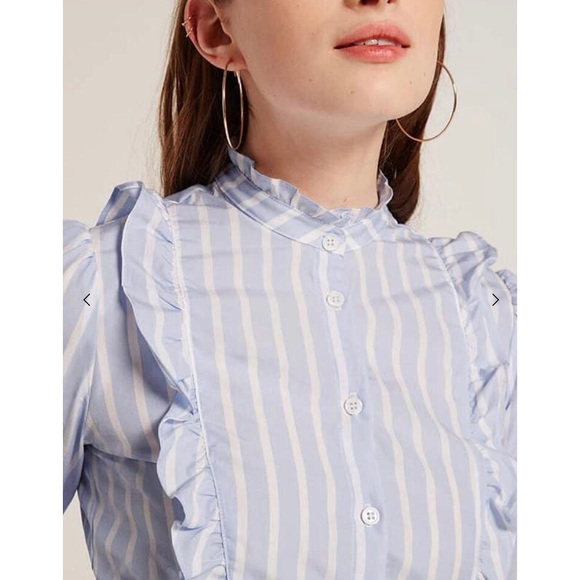 Reformation Tops - Reformation Etta Striped Shirt With Ruffles